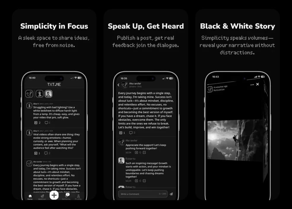 TXT.ME — Social Networking app screenshot